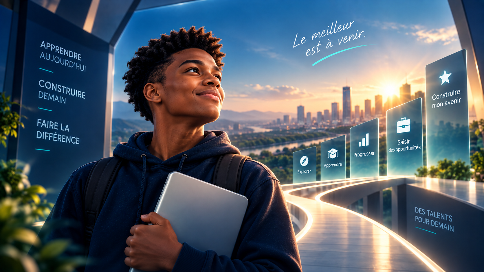 Jeune homme guinéen devant un parcours d'apprentissage et d'opportunités